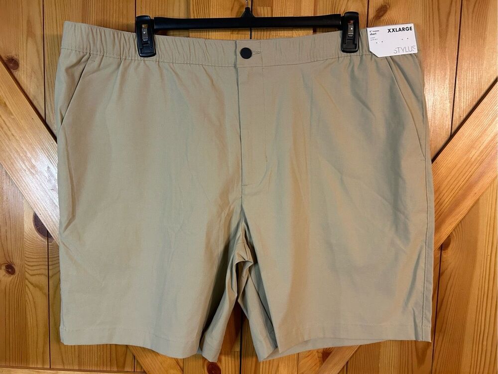 Stylus Mens Stretch Fabric Performance 8” Chino Shorts BEIGE SIZE XXL nwt (0235)